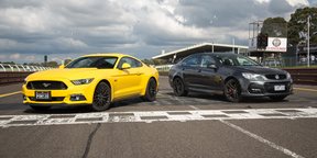 Ford Mustang GT Fastback v Holden Commodore SS V Redline - Sandown Sound-off