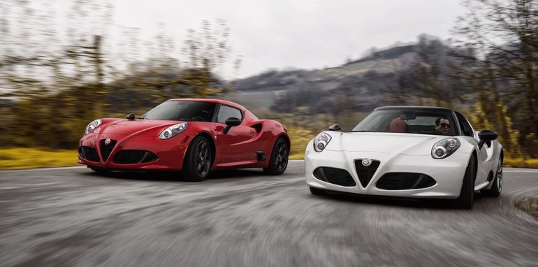 2015 Alfa Romeo 4C Coupe (left) and Alfa Romeo 4C Spider (right)