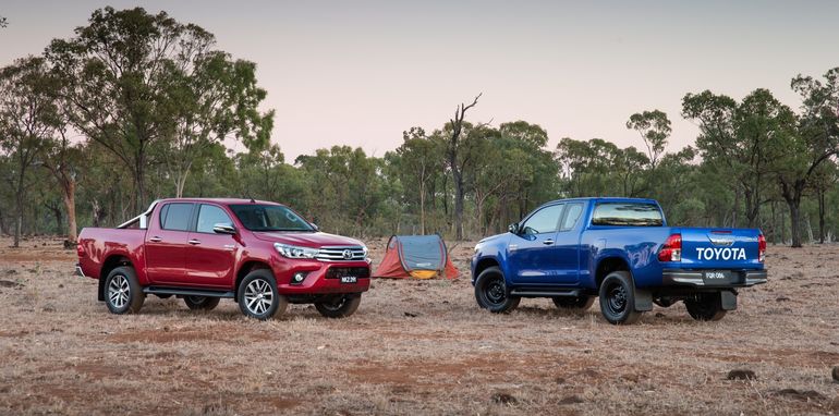 2015 Toyota HiLux: SR5 double cab (left) and SR extra cab.