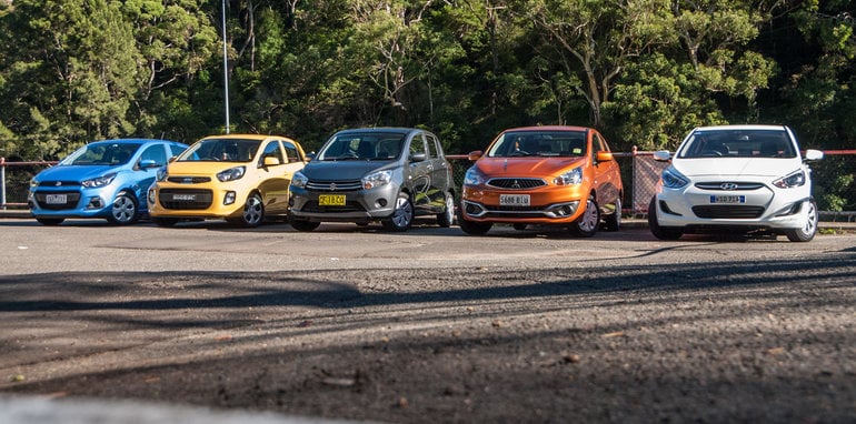 2016 Suzuki Celerio v 2016 Mitsubishi Mirage ES v 2016 Kia Picanto v 2016 Hyundai Accent Active v 2016 Holden Spark LS-205