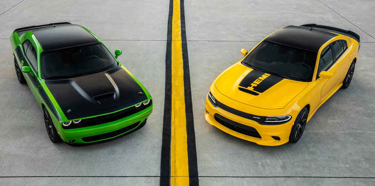 2017 Dodge Challenger T/A (left) and 2017 Dodge Charger Daytona