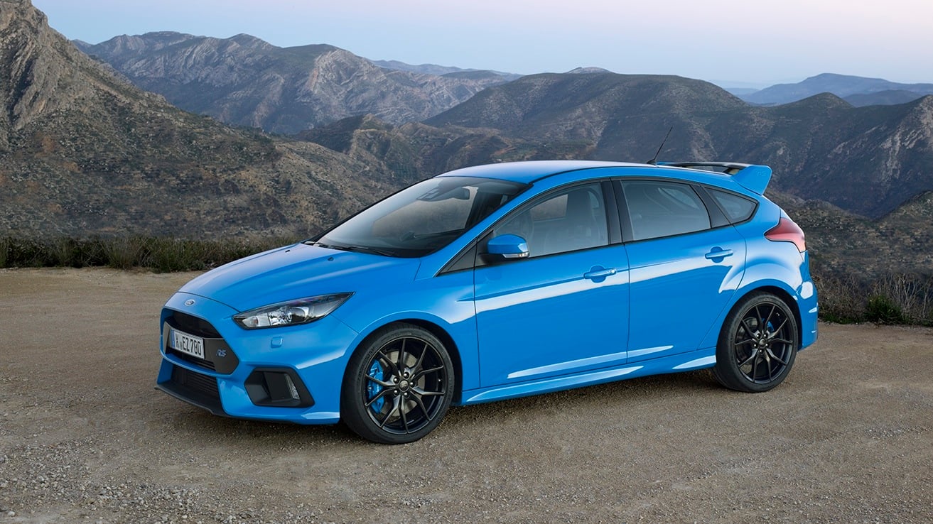 Ford Focus RS, powered by a 2.3 litre engine producing 345bhp and