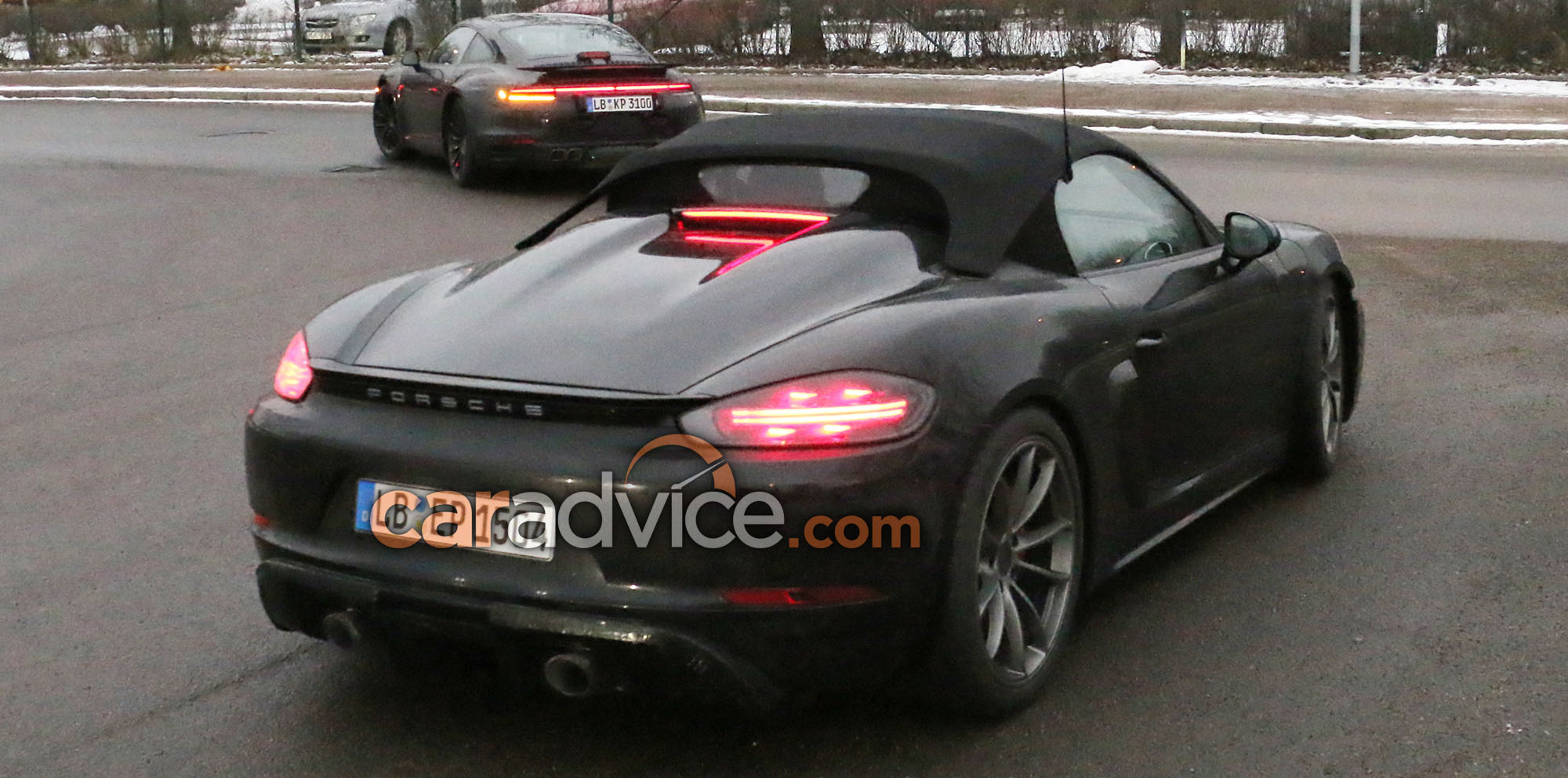 porsche 718 boxster spyder spy 11 rear